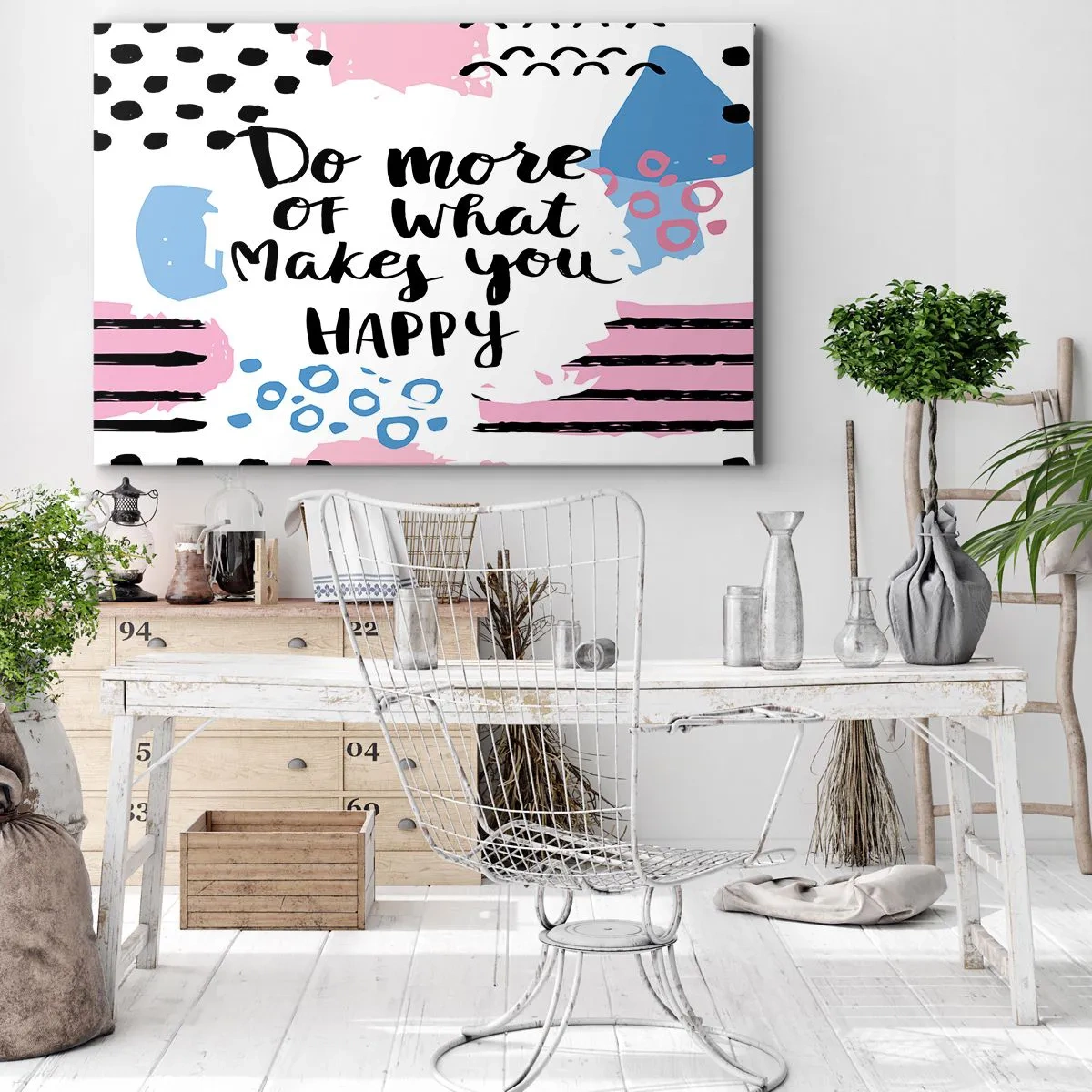 Canvastavla - Bild på duk - Poster med orden "Gör mer av det som gör dig glad" - 70x50cm - Hur man blir lycklig - Modern väggdekoration för vardagsrum och sovrum ARTTOR