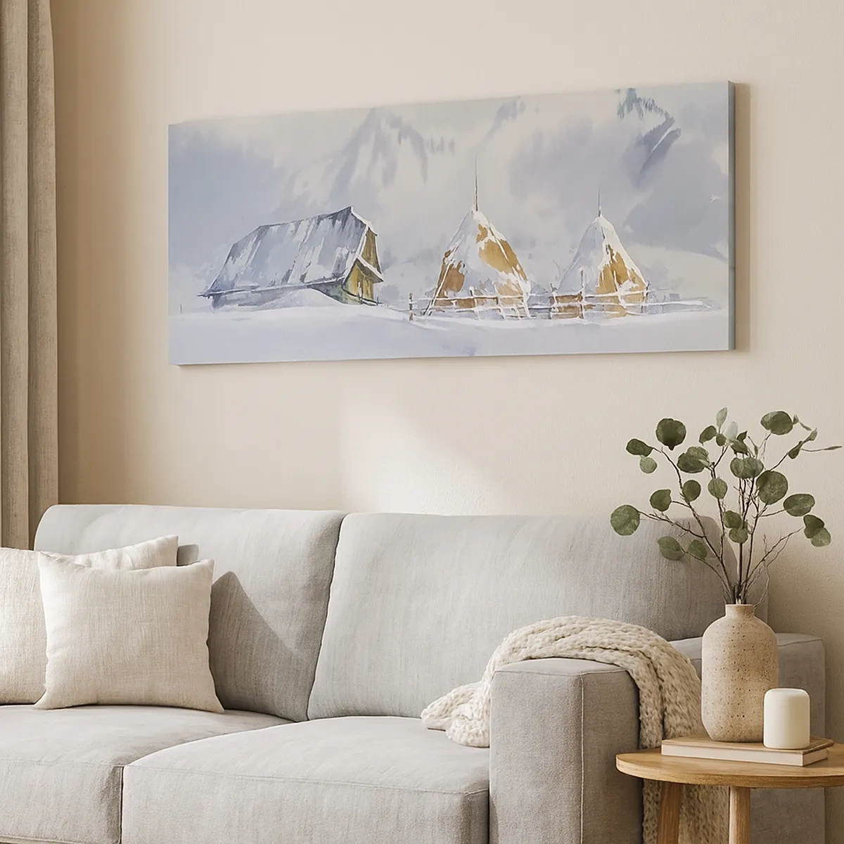 Canvastavla - Bild på duk - I snödalen - 30x30 cm