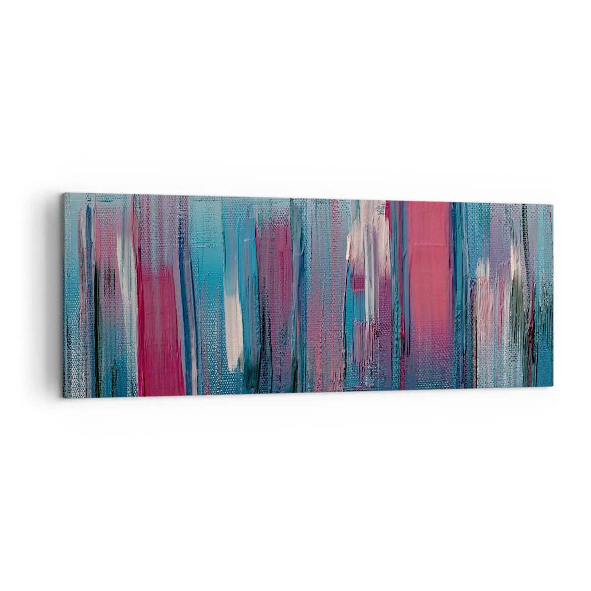 Canvastavla - Bild på duk - Vertikal komposition i blått och rött - 140x50 cm