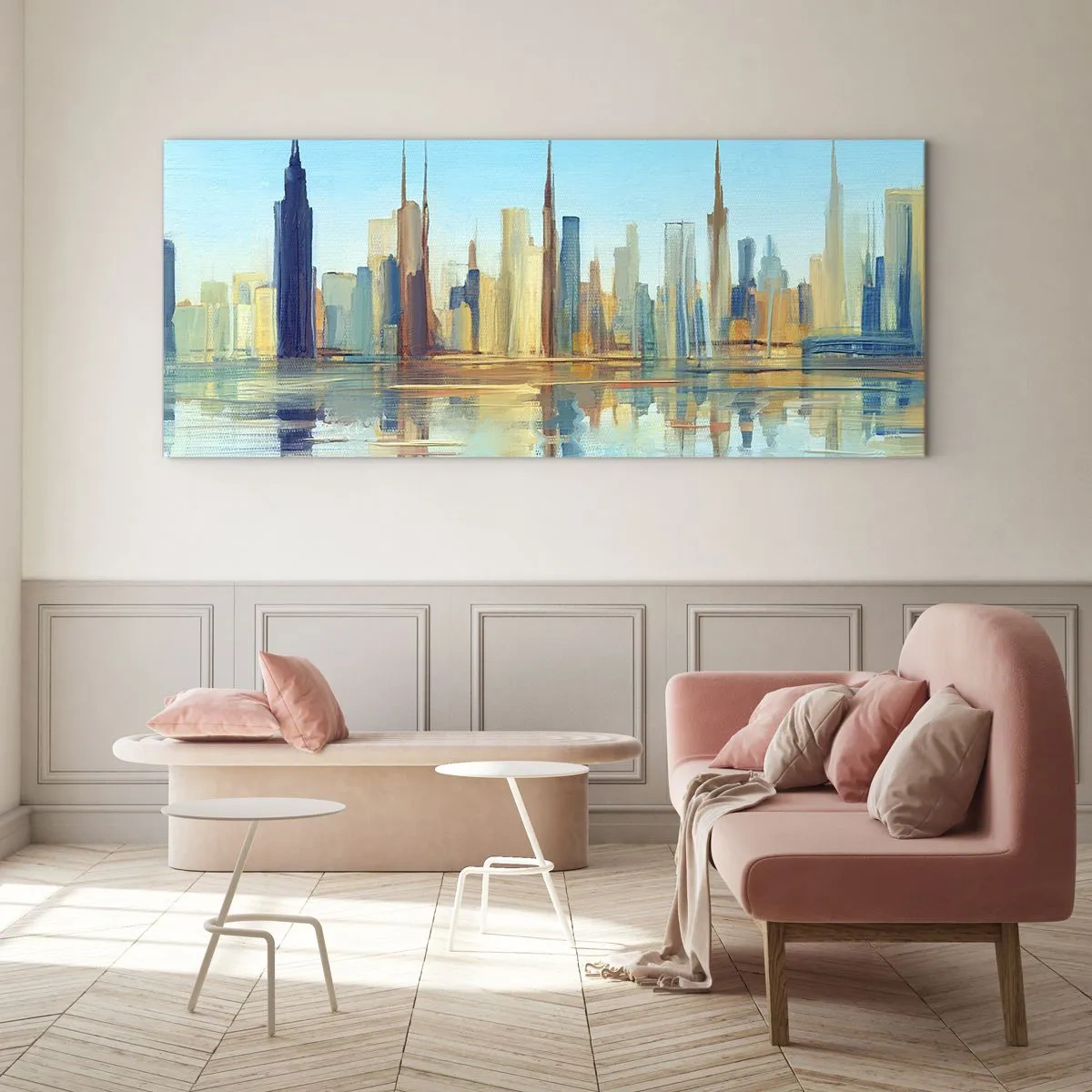 Glastavla - Bild på glas - Solig metropol - 100x40 cm