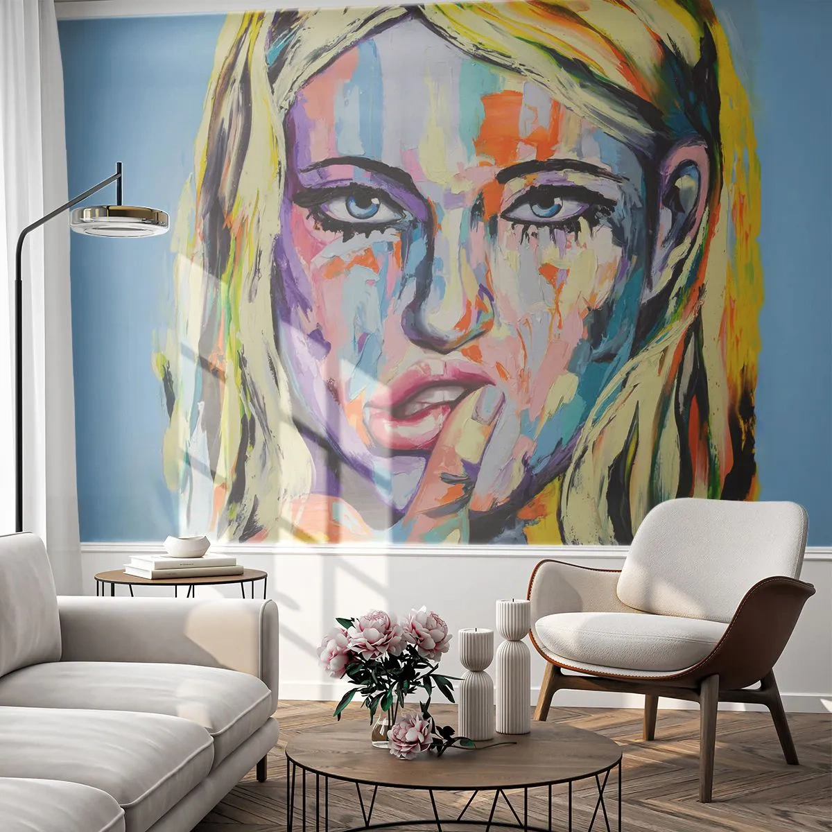 Självhäftande Fototapet Deluxe Sticker - Titta henne rakt in i ögonen - Kvinna, Porträtt av en kvinna, Flicka - 250x175 cm