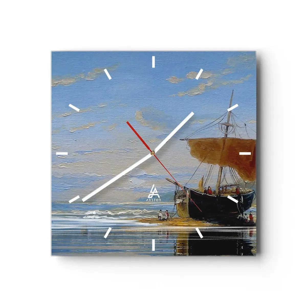 Väggklocka - Klocka på glas - Vatten, jord, luft - 40x40 cm