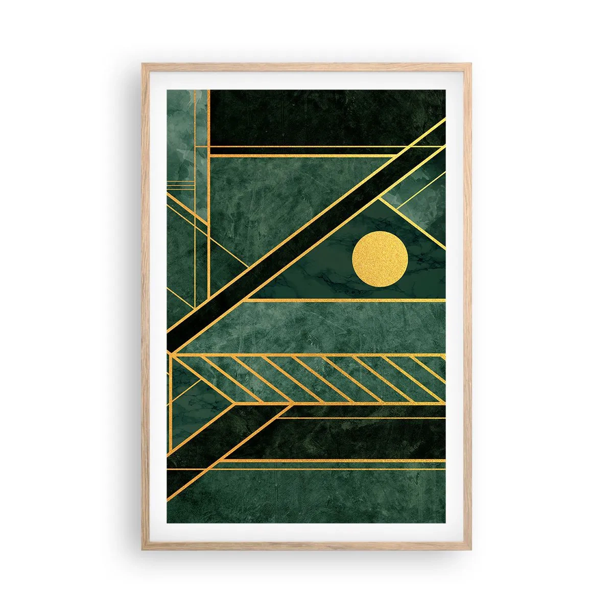 Affisch i ram av ljusek - Dynamik av guld och azurblå - 61x91 cm