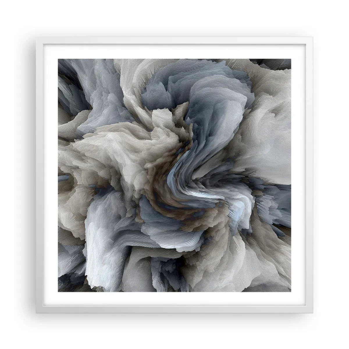 Affisch i vit ram - Sten och blomma - 60x60 cm