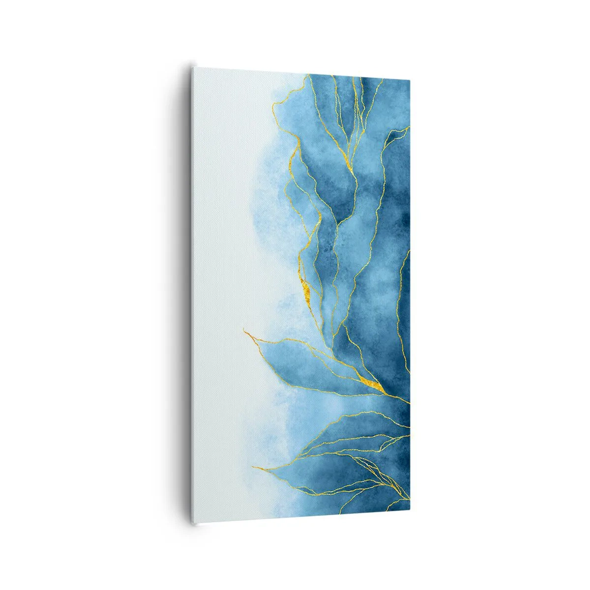Canvastavla - Bild på duk - Blått i guld - 65x120 cm