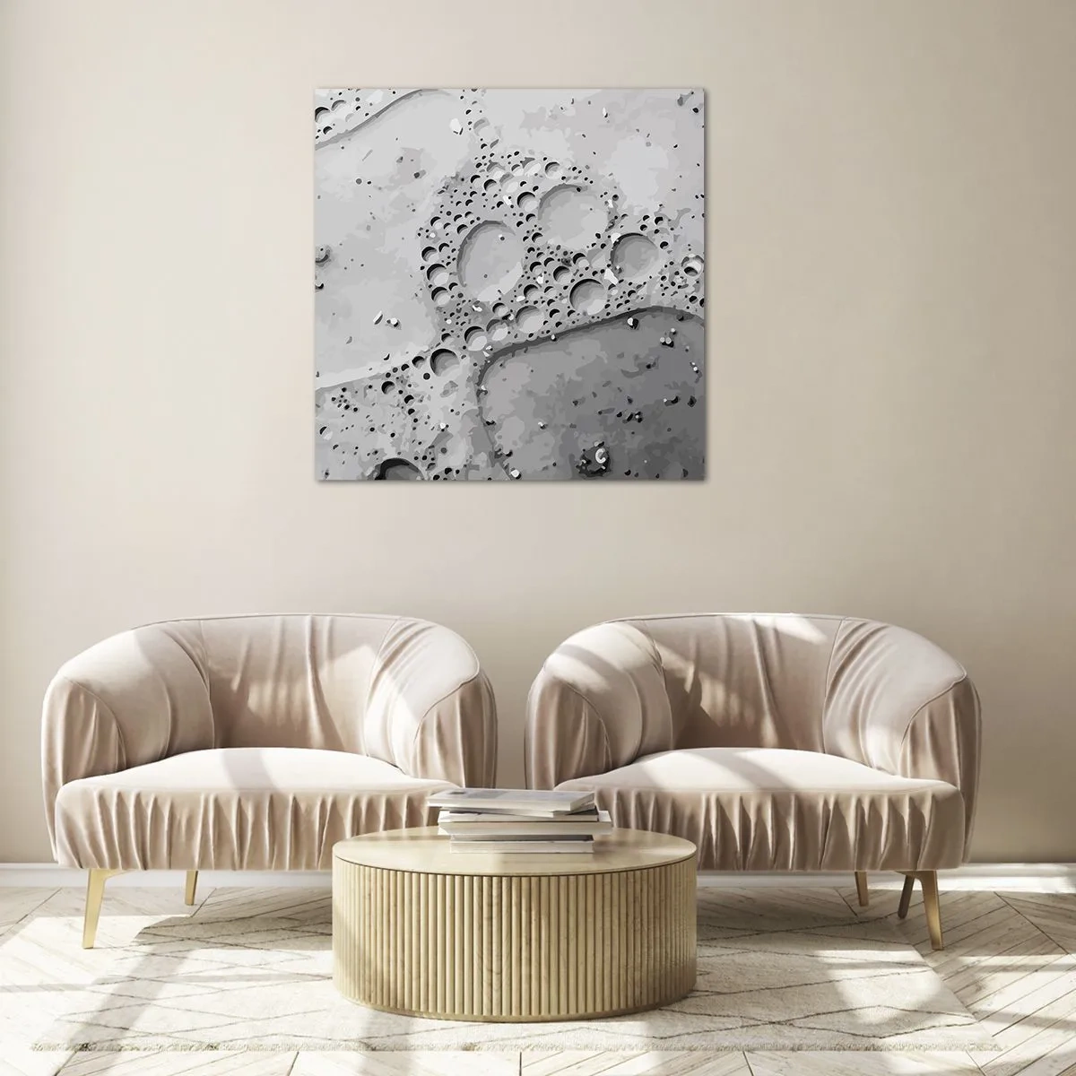 Glastavla - Bild på glas - Spår efter skum - 60x60 cm