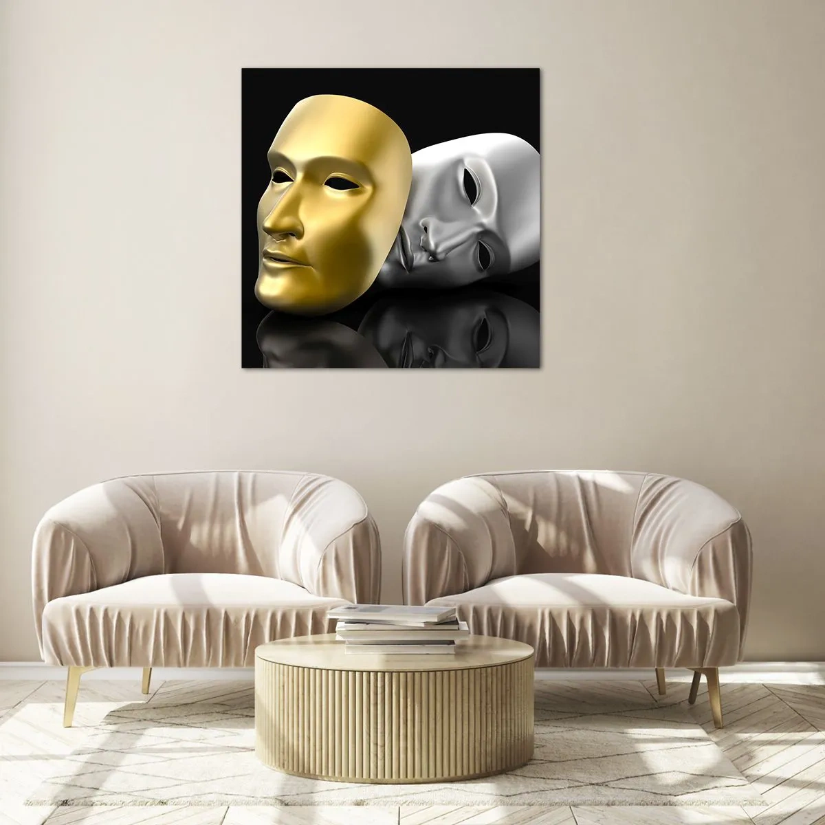 Glastavla - Bild på glas - Livet är teater - 40x40 cm