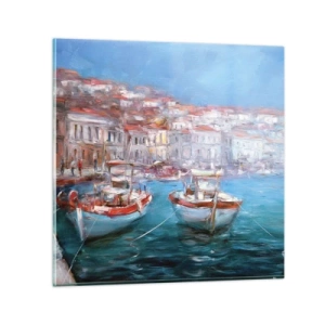 Glastavla - Bild på glas - Italiensk vik - 30x30 cm