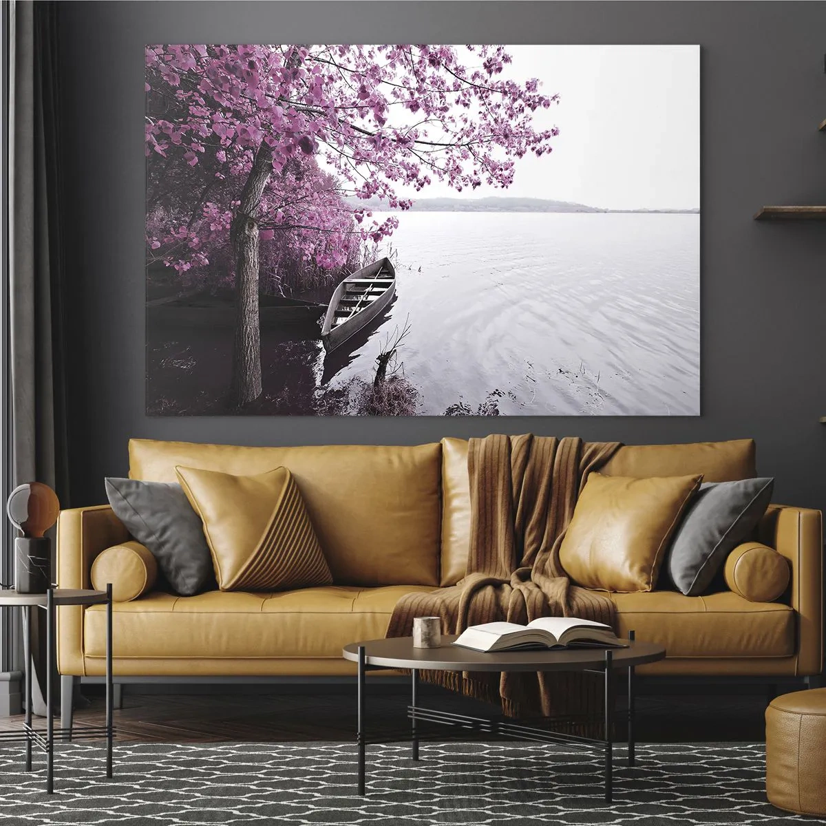 Glastavla - Bild på glas - I rosa tystnad - 100x70 cm