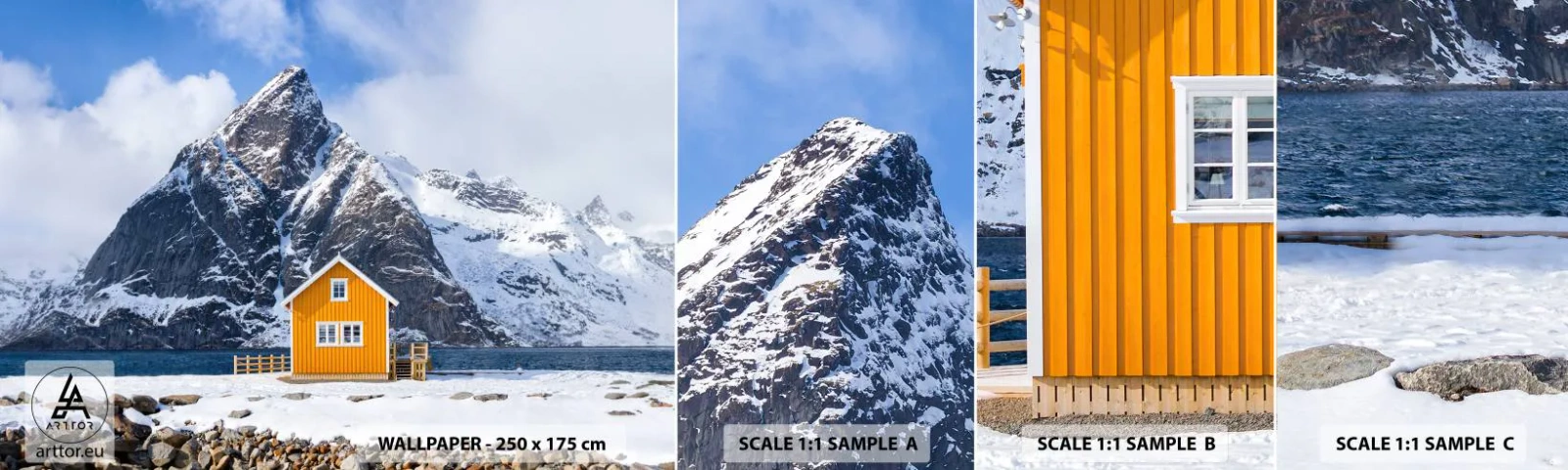 Fototapet Prov Standard Eco - Skandinavisk semester - Vinter, Alperna, Berg - 100x30 cm