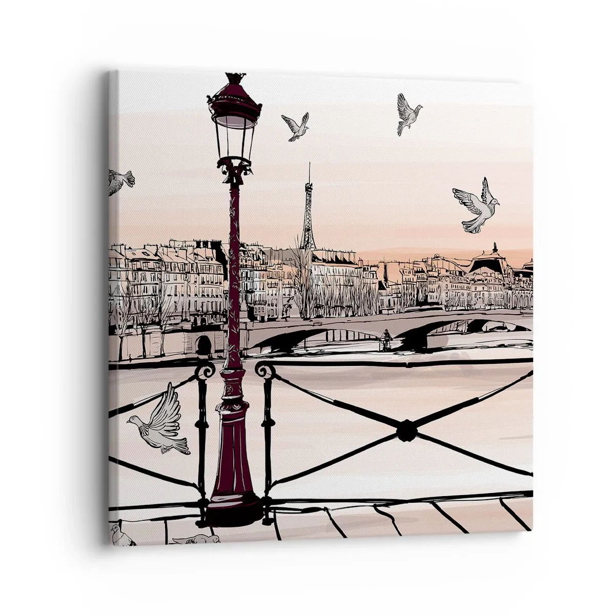 Canvastavla - Bild på duk - Över Paris tak - 30x30 cm