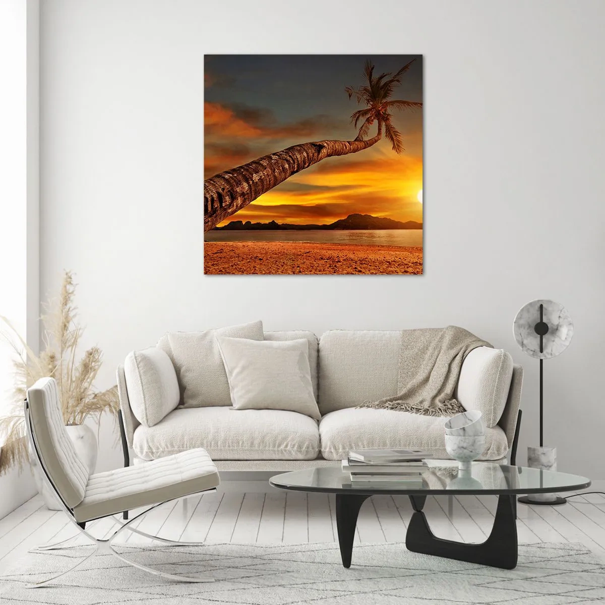 Glastavla - Bild på glas - Exotisk semester, ett äventyr i Karibien - 60x60 cm