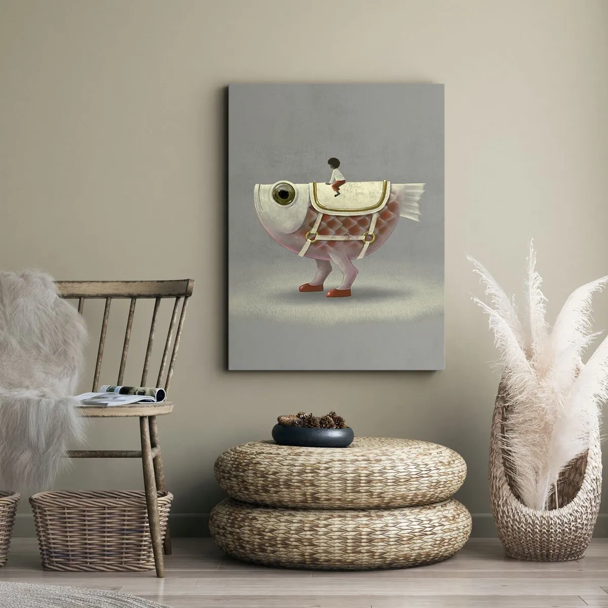 Canvastavla - Bild på duk - Fiskryttare - 50x70 cm