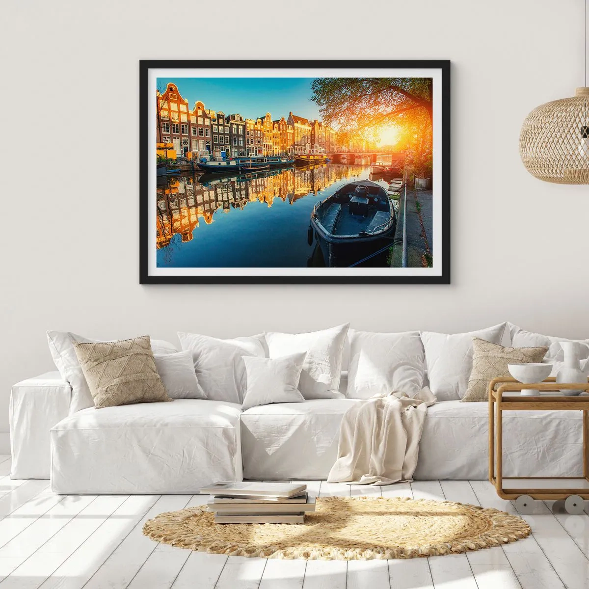 Affisch i svart ram - En morgon i Amsterdam - 100x70 cm
