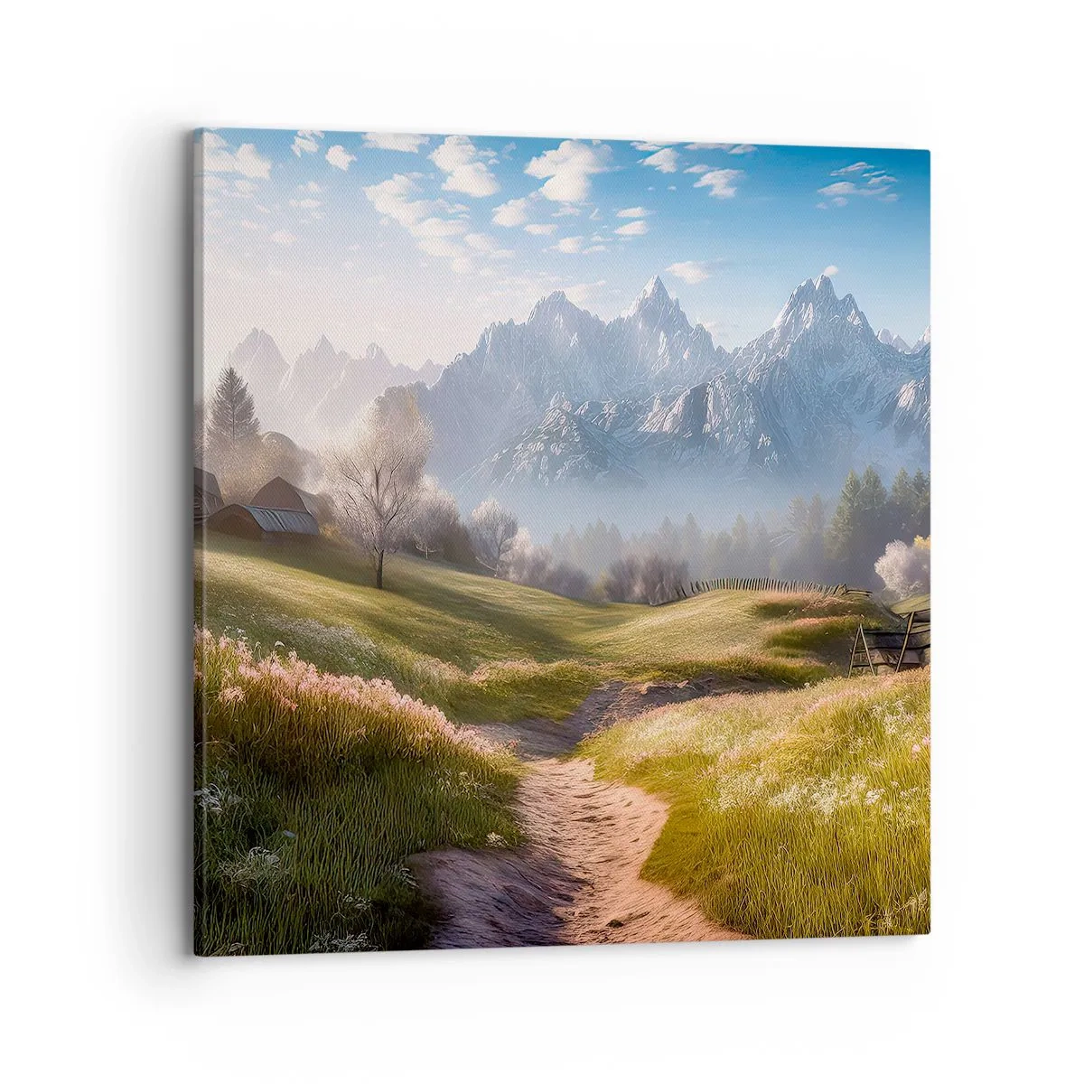 Canvastavla - Bild på duk - Idyllisk dal - 70x70 cm