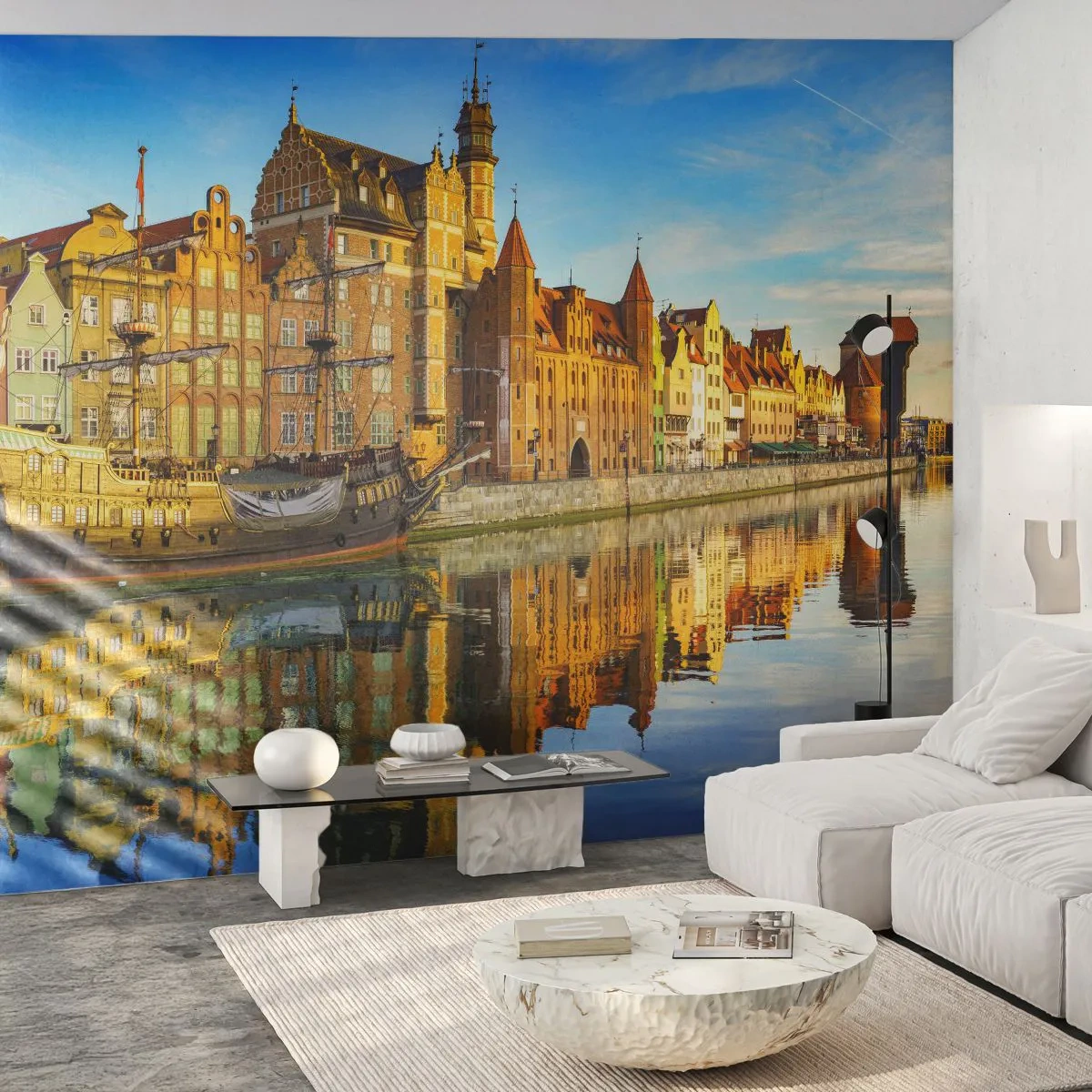 Självhäftande Fototapet Deluxe Sticker - Det förflutnas spegelbild - Stad, Gdańsk, Arkitektur - 250x175 cm