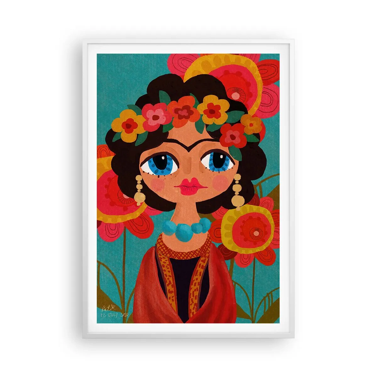 Affisch i vit ram - Vallmojungfru - 70x100 cm