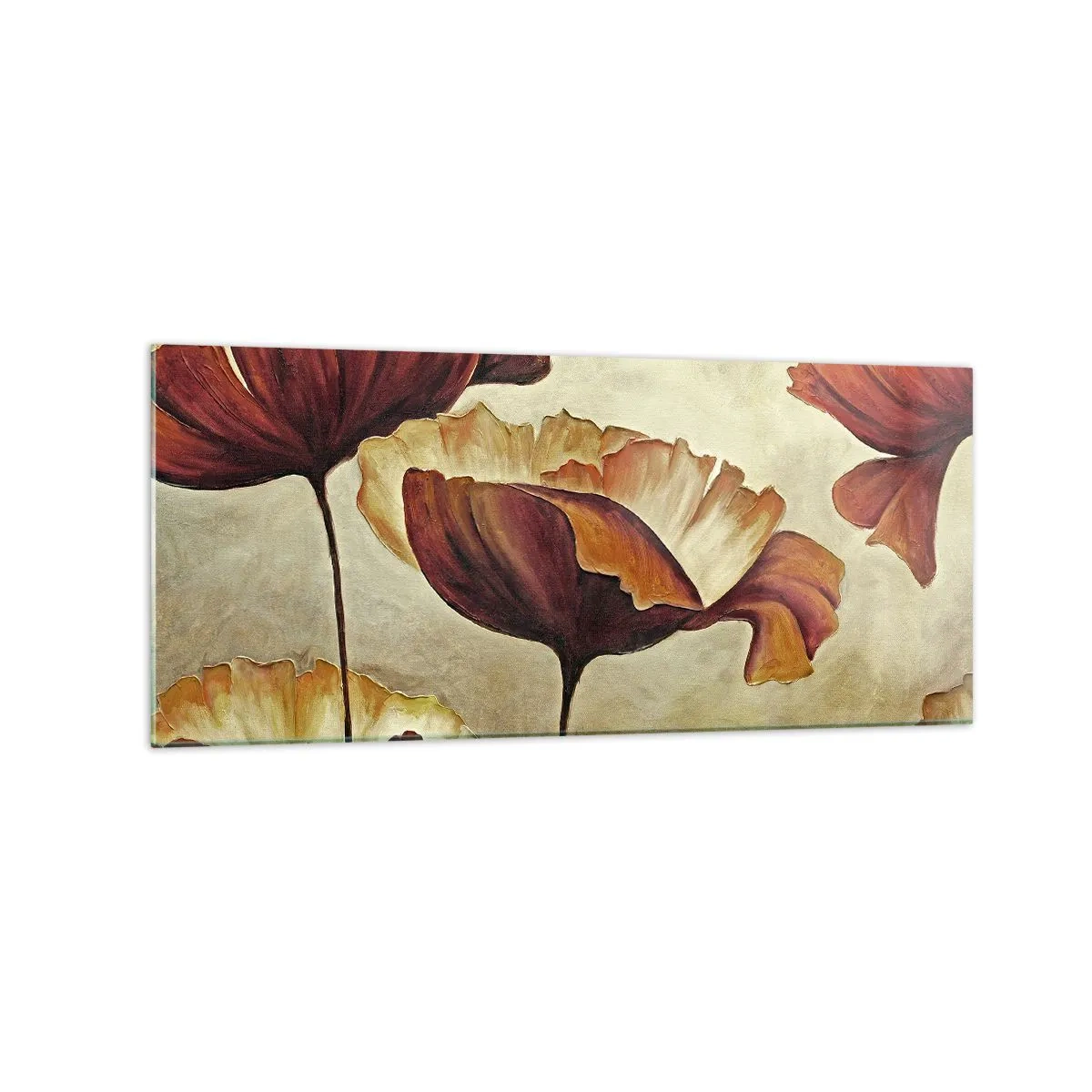 Glastavla - Bild på glas - Ängsblommor - 120x50 cm