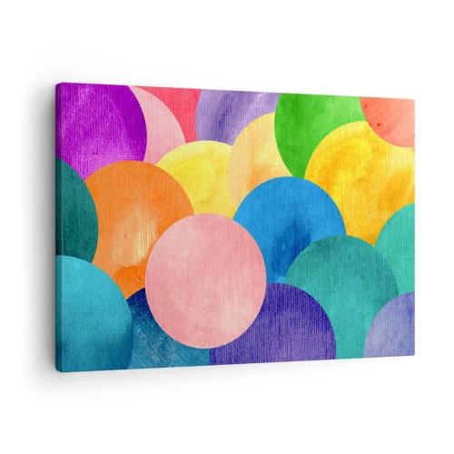 Canvastavla - Bild på duk - Akvarell stil färgglada cirklar - 70x50cm - Full av liv - Modern väggdekoration för vardagsrum och sovrum ARTTOR