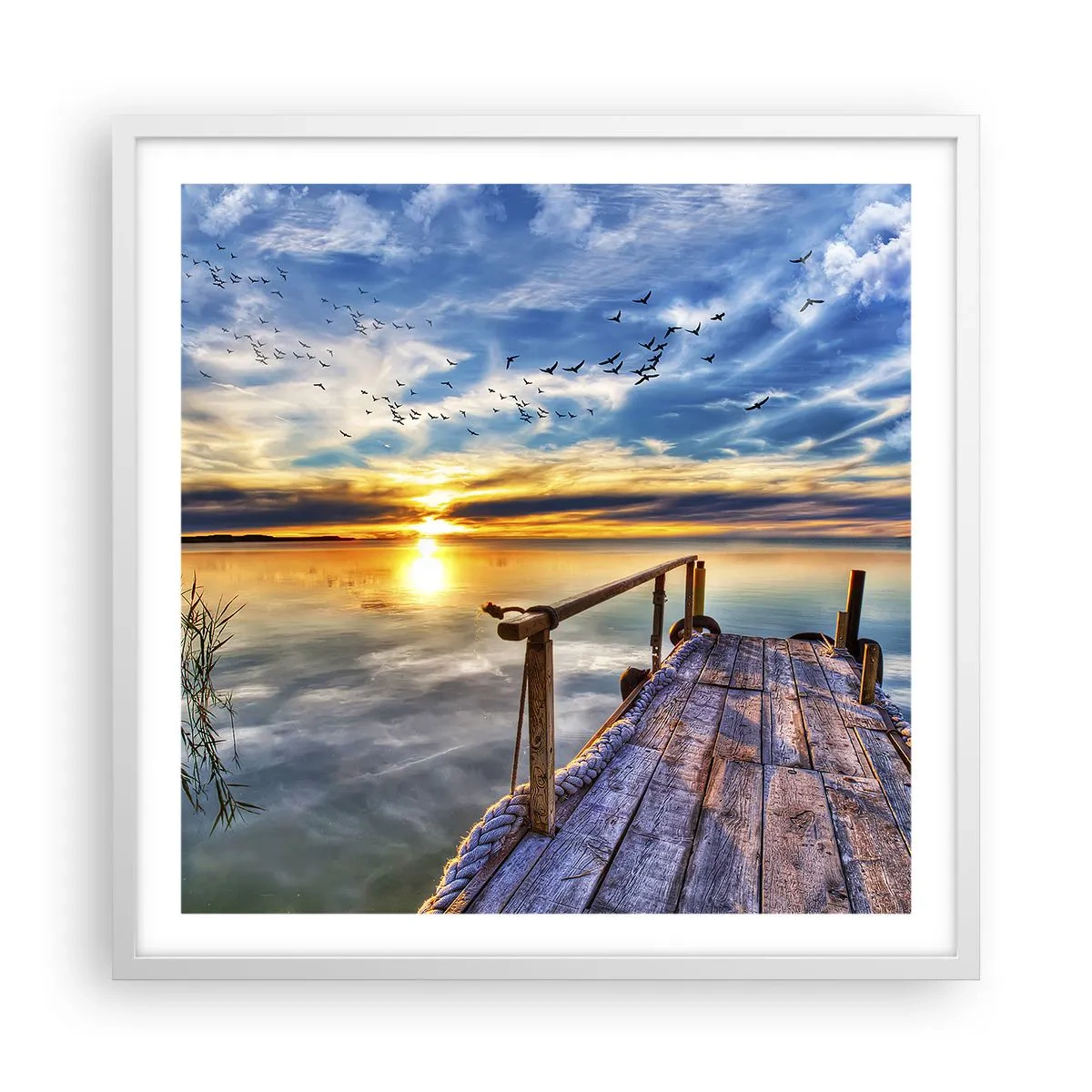 Affisch i vit ram - Vinden lägger sig - 60x60 cm