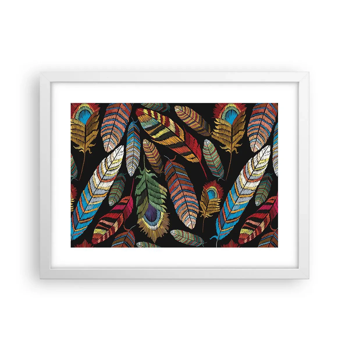 Affisch i vit ram - Fågelkarneval - 40x30 cm