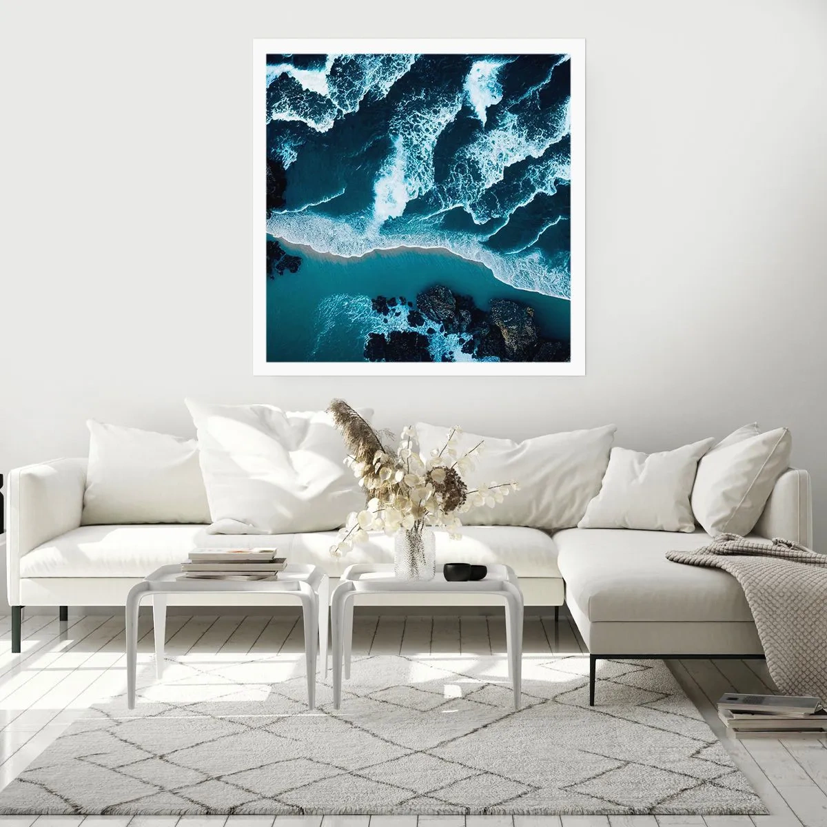 Affisch - Insvept i vågorna - 60x60 cm