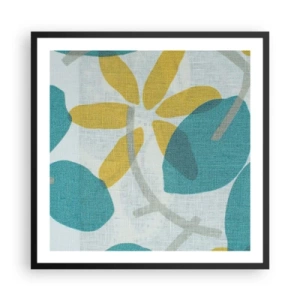 Affisch i svart ram - Bland azurblå blad - 60x60 cm