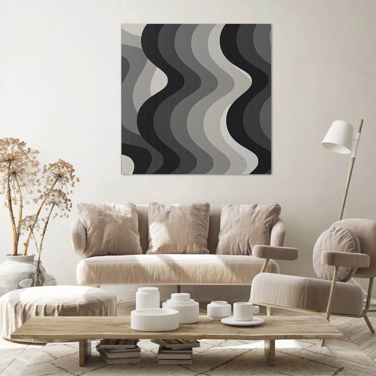 Canvastavla - Bild på duk - Våg efter våg - 60x60 cm