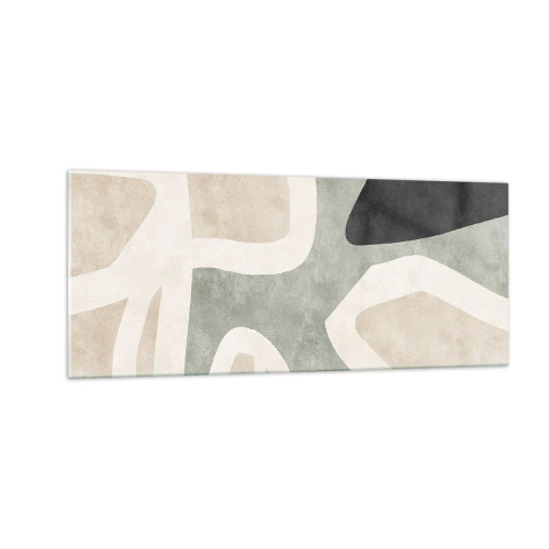 Glastavla - Bild på glas - Komposition med svart motiv - 100x40 cm