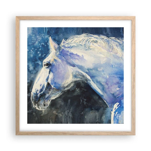 Affisch i ram av ljusek - Porträtt i blått sken - 50x50 cm