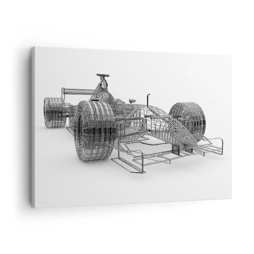 Canvastavla - Bild på duk - En designskiss av en racerbil mot en ljus bakgrund - 70x50cm - Perfekt konstruktion - hastighetens idé - Modern väggdekoration för vardagsrum och sovrum ARTTOR