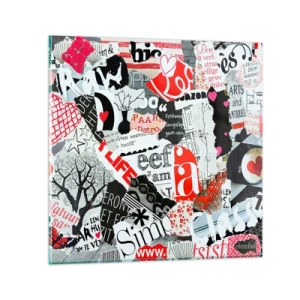 Glastavla - Bild på glas - Hipster collage - 70x70 cm