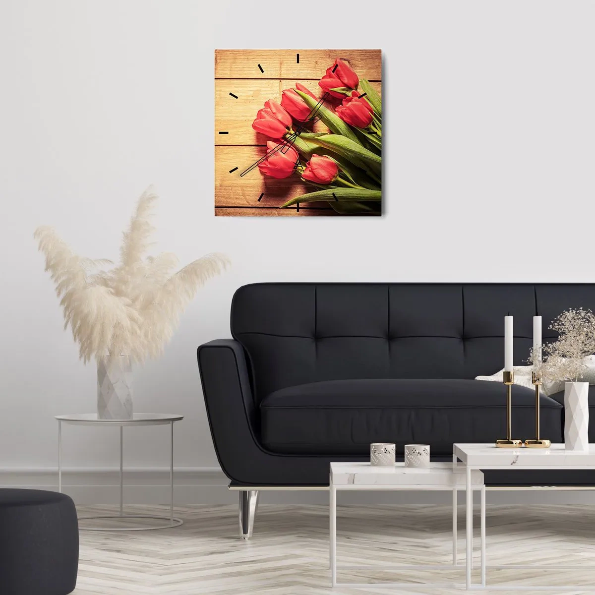 Väggklocka - Klocka på glas - Vårförklaran - 30x30 cm