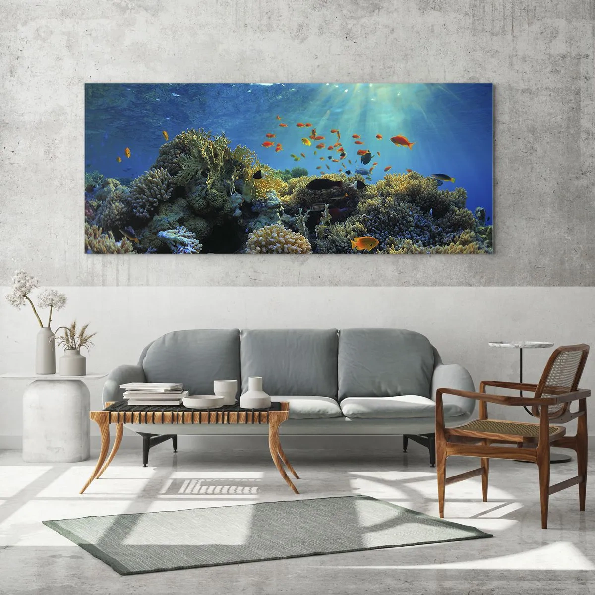 Glastavla - Bild på glas - Undervatenskatter - 120x50 cm
