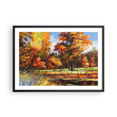 Affisch i svart ram - Landskap i guld och brons - 70x50 cm