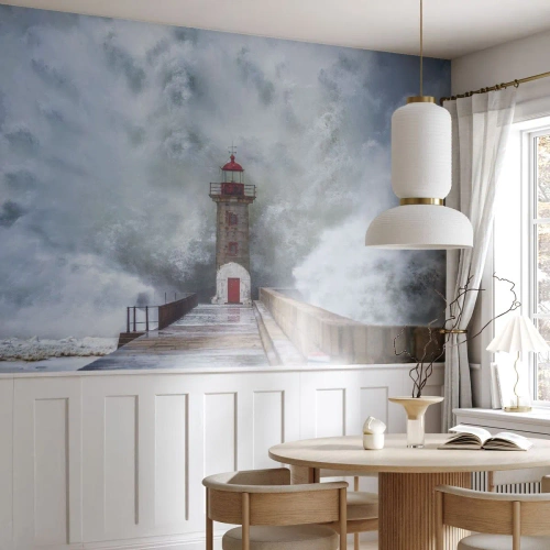 Fototapet på mått Premium Sand - Vattnets vrål, vindens skrik  - Fyr, Landskap, Hav