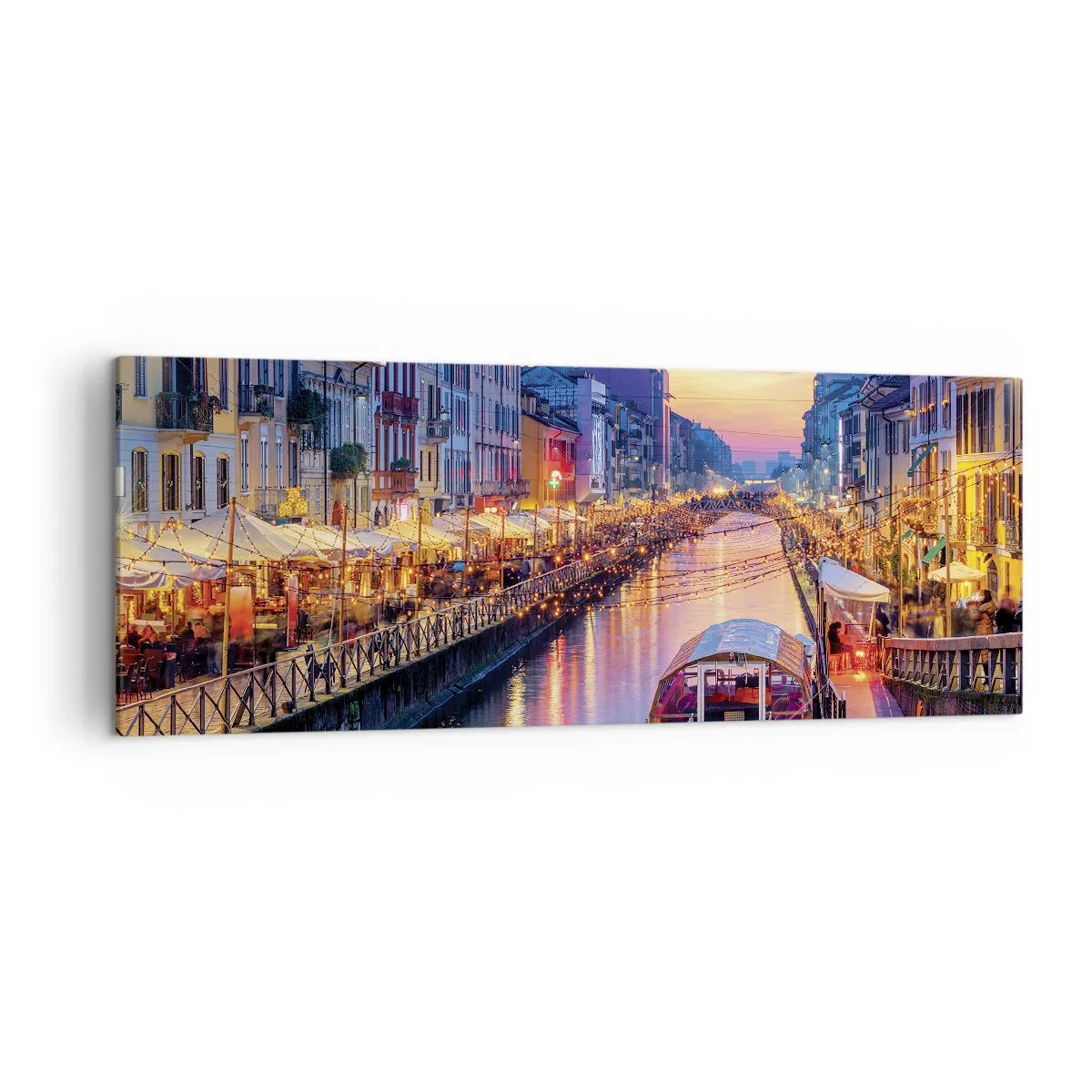 Canvastavla - Bild på duk - Ljusets och nöjets kväll - 140x50 cm