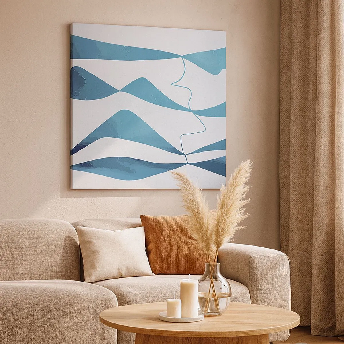 Canvastavla - Bild på duk - Abstraktion: en turkos förening - 30x30 cm