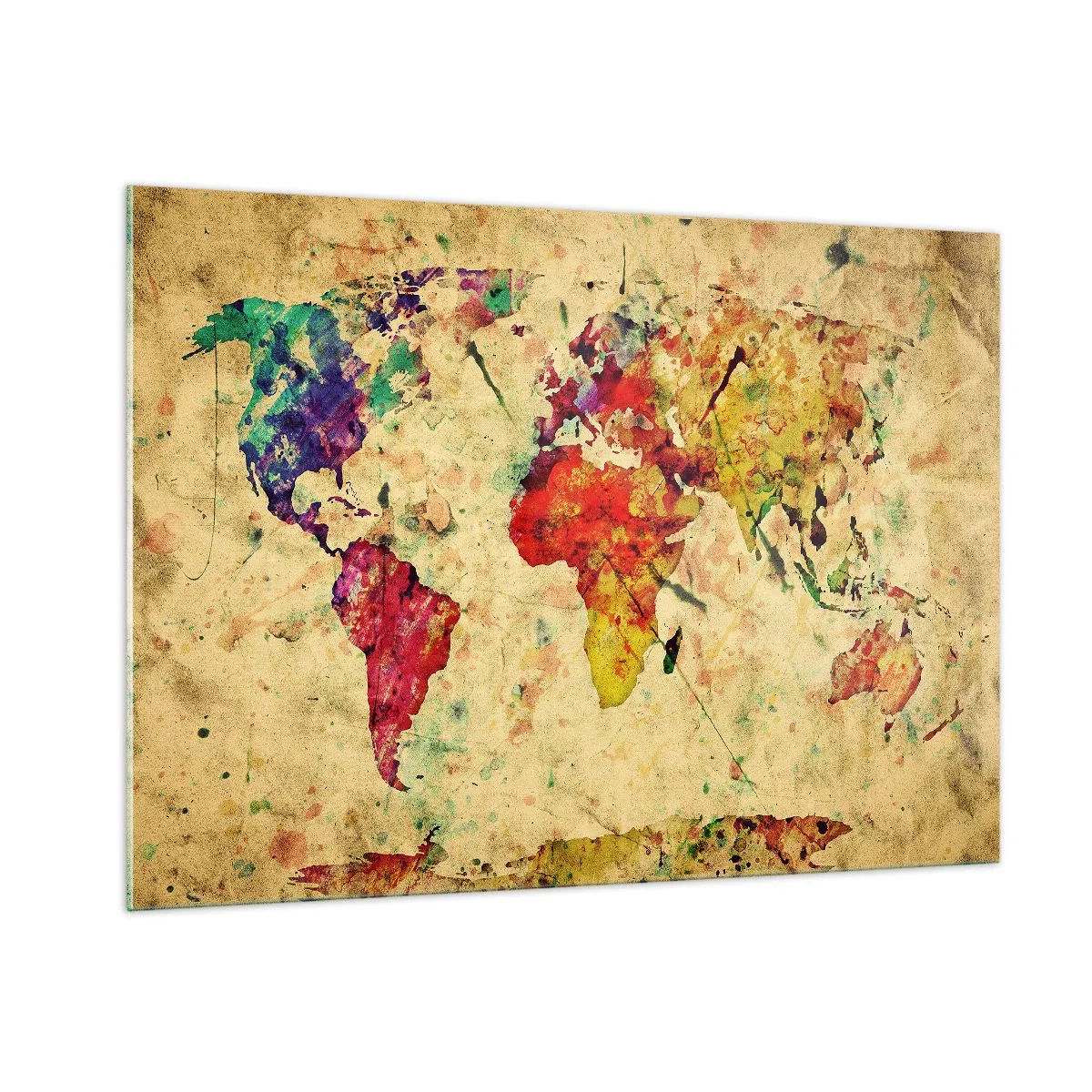 Glastavla - Bild på glas - Livet som färgglatt kartpapper - 100x70 cm