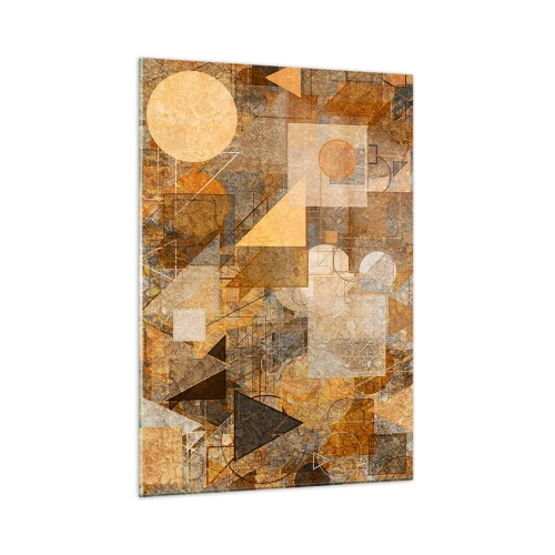 Glastavla - Bild på glas - Kubistisk studie i brun - 50x70 cm