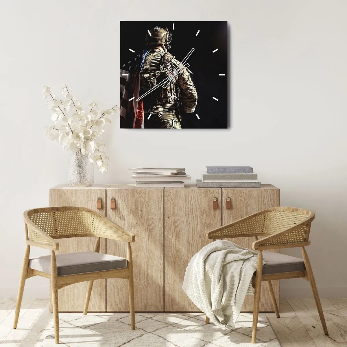 Väggklocka - Klocka på glas - Just därför - 40x40 cm