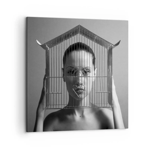 Canvastavla - Bild på duk - Något surrealistisk porträtt - 50x50 cm