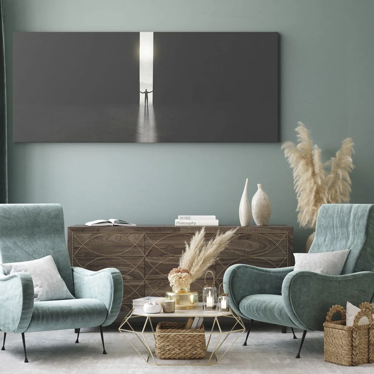 Canvastavla - Bild på duk - Ett steg mot den ljusa framtiden - 140x50 cm