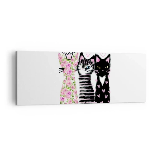 Canvastavla - Bild på duk - Det var en gång tre katter - 140x50 cm