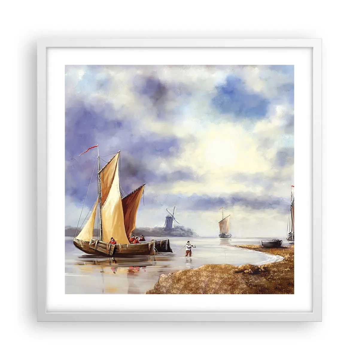 Affisch i vit ram - Seglarnas hemkomst - 50x50 cm