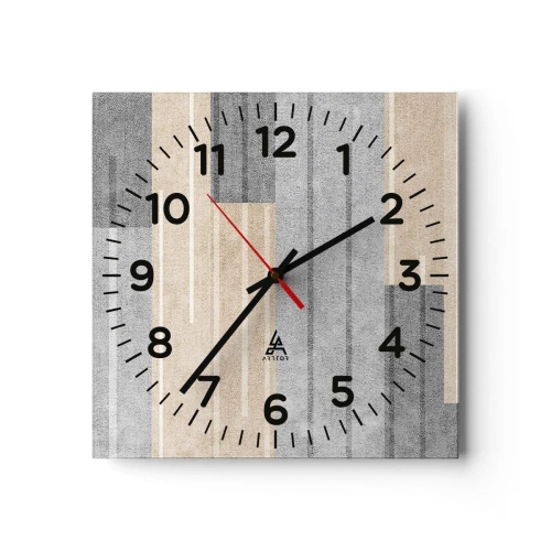 Väggklocka - Klocka på glas - Komposition: allt i lod - 40x40 cm