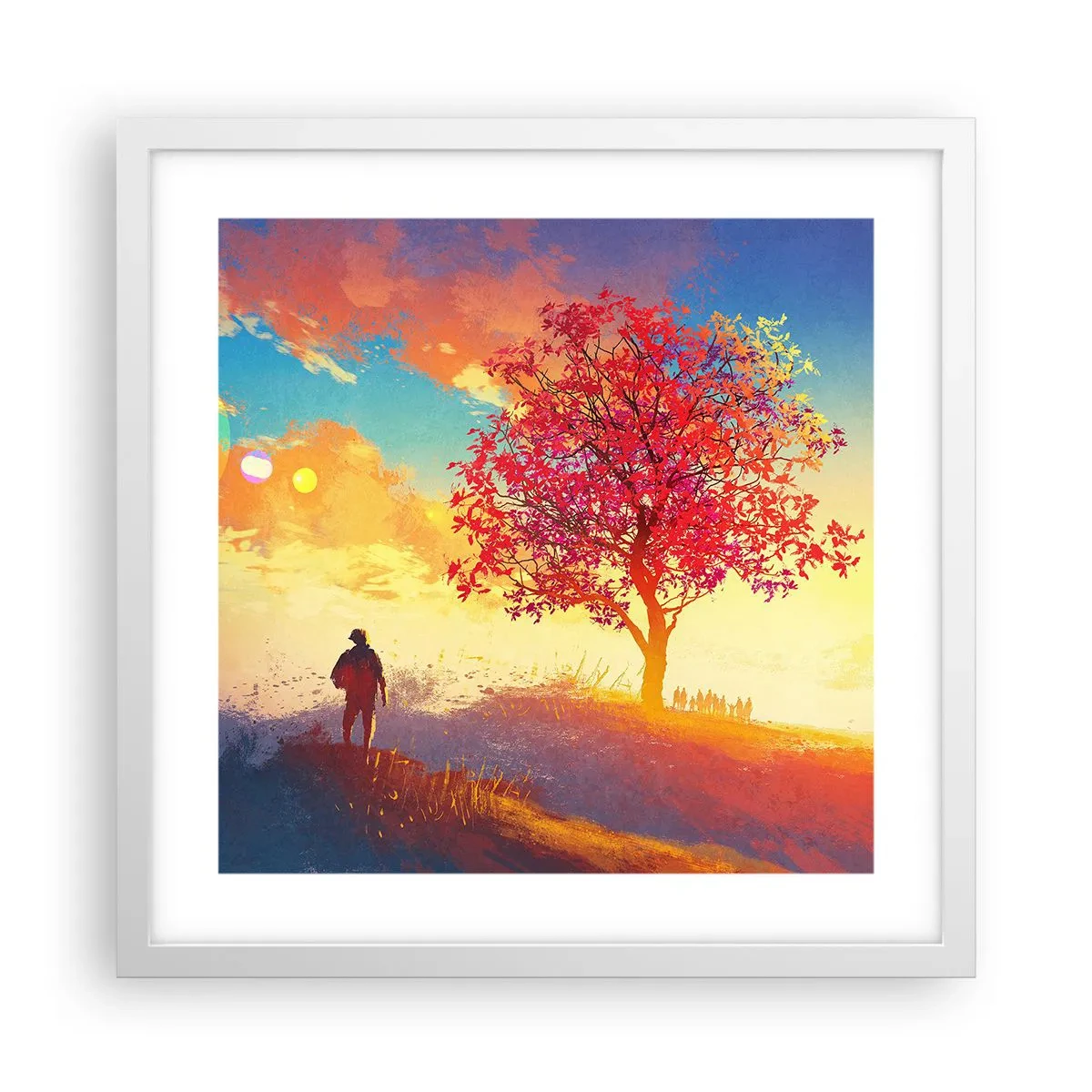 Affisch i vit ram - Pilgrim i målet - 40x40 cm