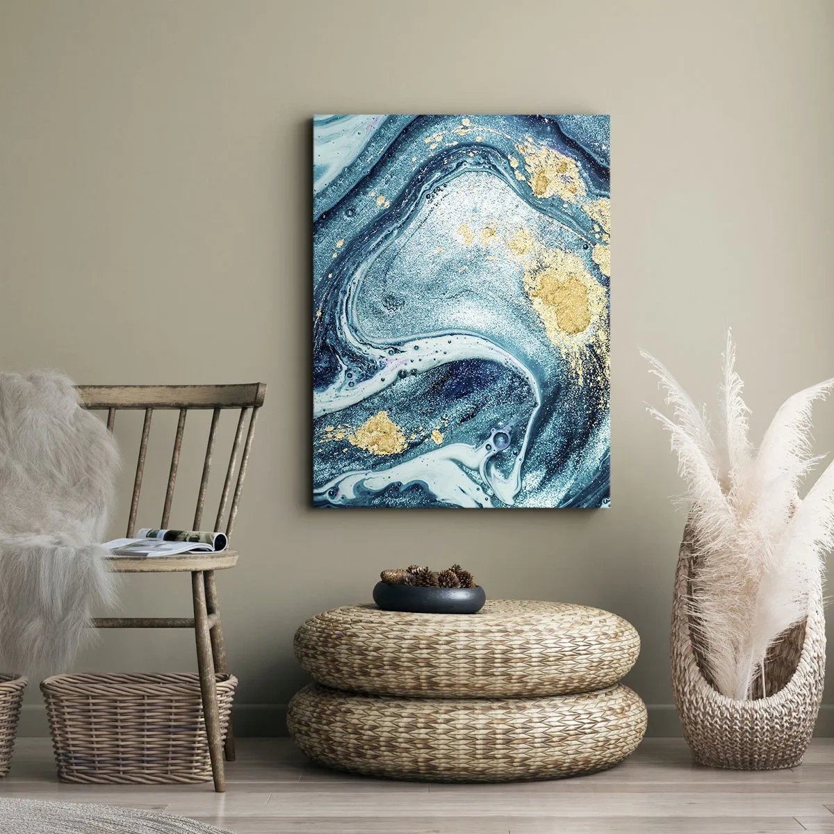Canvastavla - Bild på duk - Blå virvel - 50x70 cm