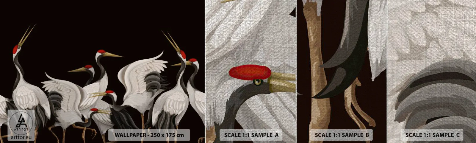 Provbit av fototapet Premium Canvas - Fågelärenden - Kranar, Fåglar, Bit - 100x30 cm