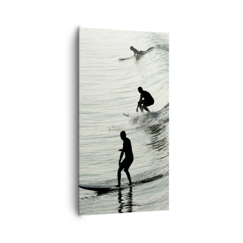 Canvastavla - Bild på duk - Att möta vågen - 65x120 cm
